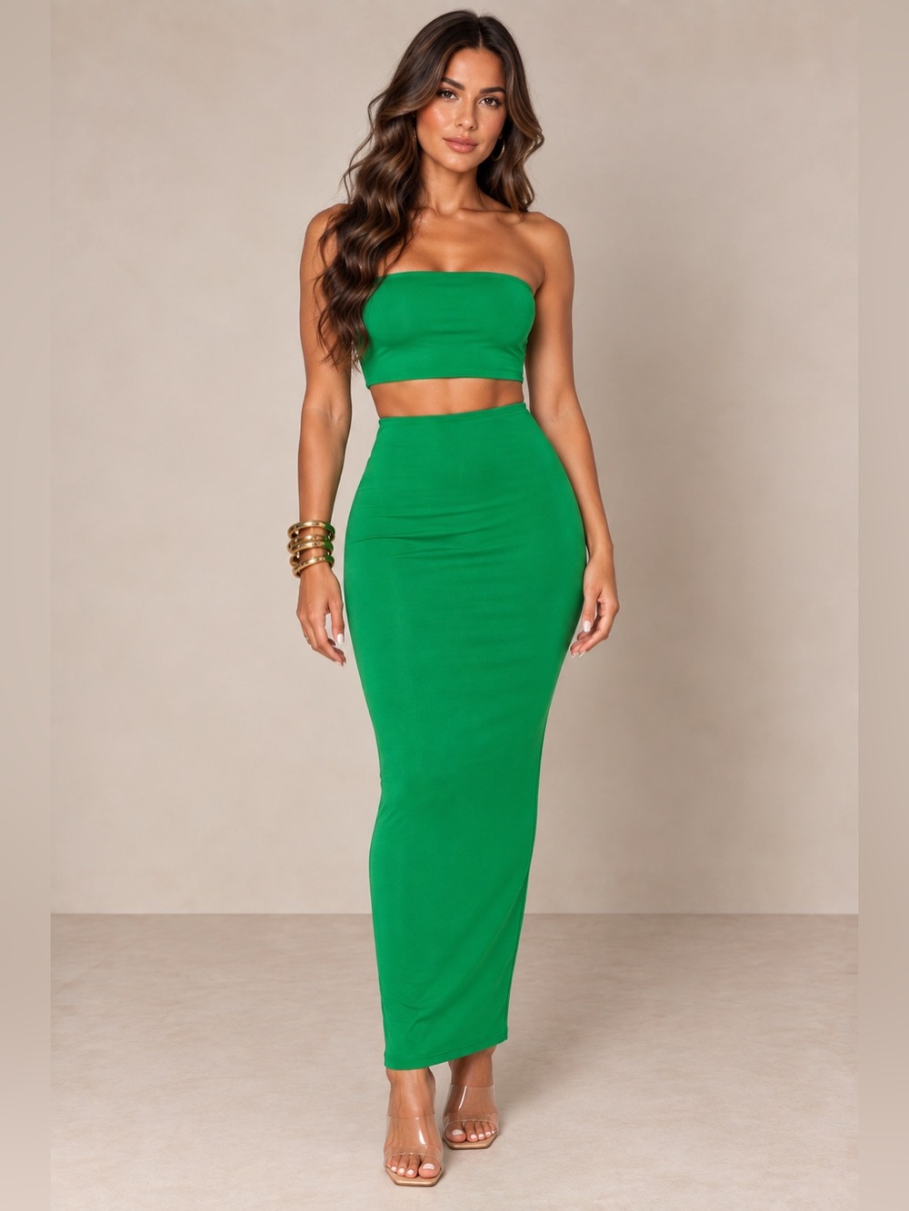 Fashion Nova Emerald Green High-Waist Bodycon Maxi Skirt